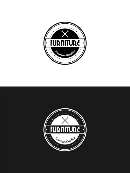 Mobilya Vintage Biçiminin Logosu - Vektör İllüstrasyon Tasarımı Konsepti. 
