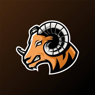 Kızgın Keçi Maskotu Logosu - Hayvanların Maskotu E-Spor Logosu, Vektör Çizim Tasarımı Konsepti.