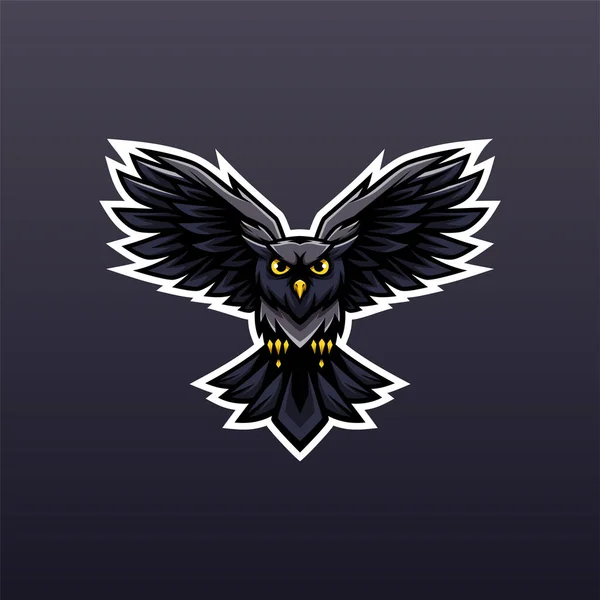 Baykuş Uçan Maskot Logosu - Hayvanların Maskotu Esport Logosu, Vektör Çizim Tasarımı Konsepti.