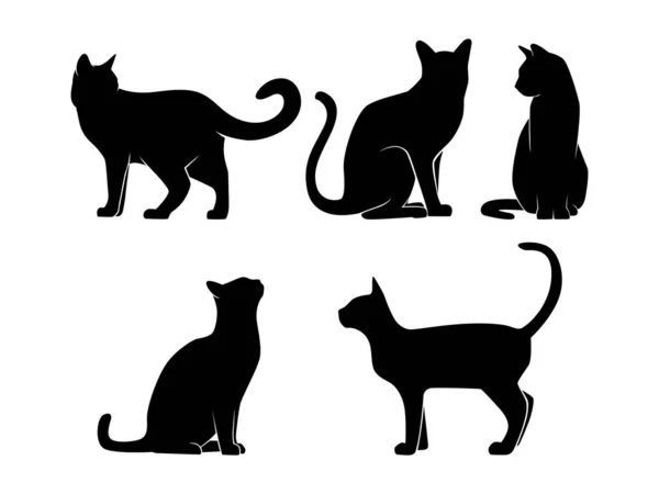 Black Cat Silhouette Vector Feline Animal Icon Stock Vector