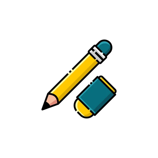 Bleistift Und Radiergummi Lineal Color Icon Zurück Zur Schule Icon — Stockvektor