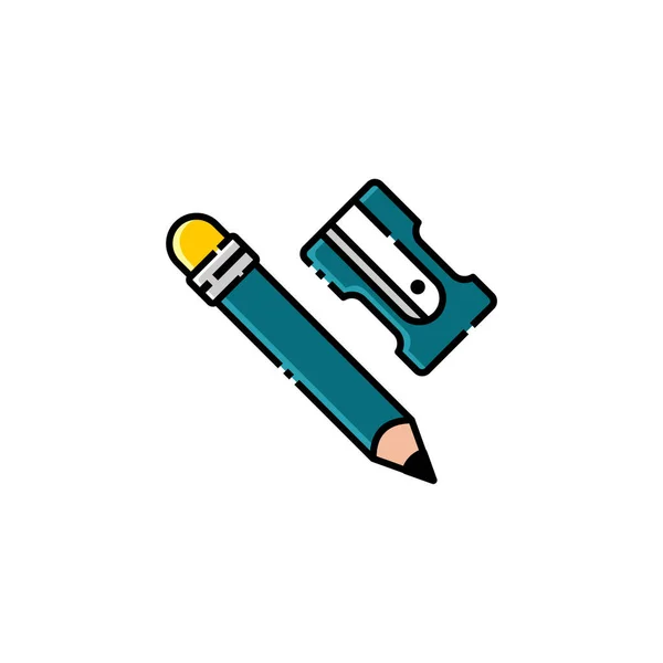 Bleistift Und Spitzer Lineal Color Icon Zurück Zur Schule Icon — Stockvektor