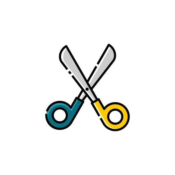 Open Scissor Lineal Color Icon Zurück Zur Schule Icon Vector — Stockvektor