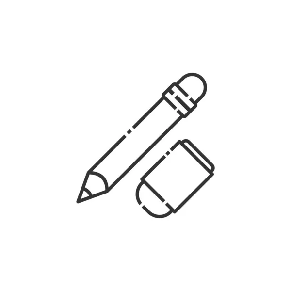 Bleistift Und Radiergummi Umrisssymbol Zurück Zur Schule Icon Vector Illustration — Stockvektor