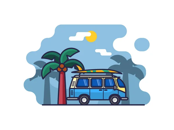 Vector illustration of a car travel vacation theme icon isolated on a white background.