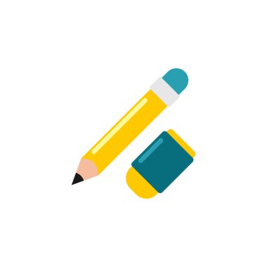 Kalem ve Silgi Düz Simgesi - Okul Simgesi Resimlerine Dönüş.