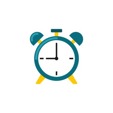 Alarm Saati Düz Simgesi - Okula Dönüş Simgesi İllüstrasyonu.