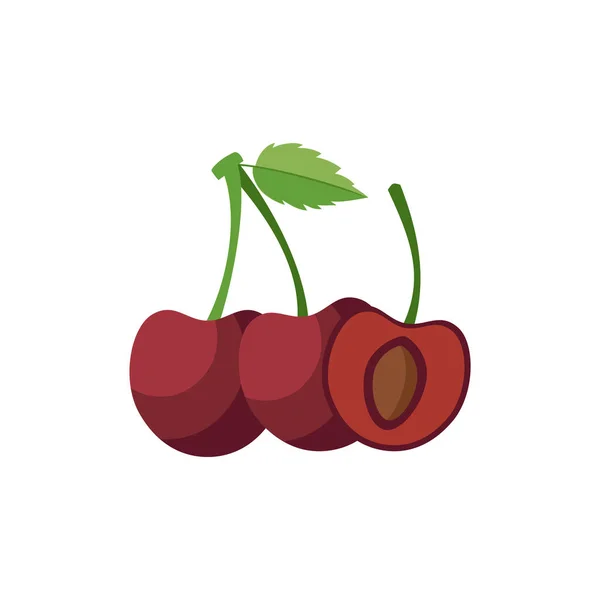 Bing Cherry Fruit Flat Design Vector Illustration Aislado Sobre Fondo — Vector de stock