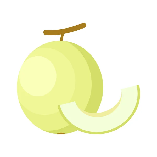 Honeydew Melon Fruit Flat Design Vector Illustration Isolated White Background — Stock Vector