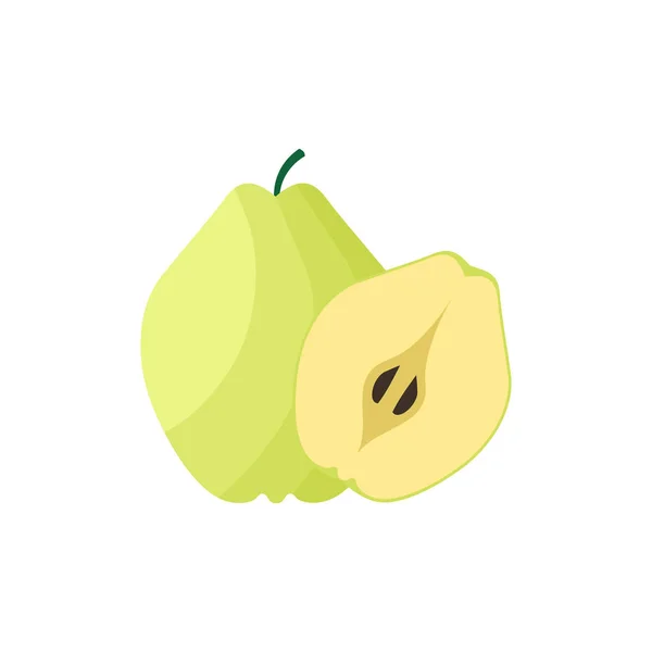 Quince Fruit Flat Design Vector Illusztráció Elszigetelt Fehér Háttér — Stock Vector