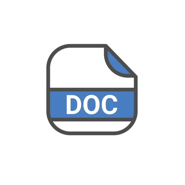 Doc Extension Fichier Rounded Square Icon Text Extension Format Icône — Image vectorielle