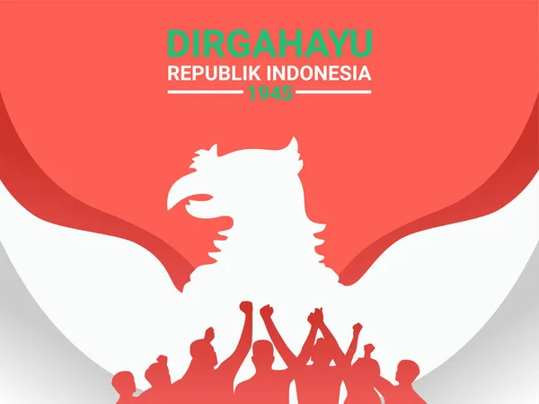 Illustration Indonesia Independence Day Silhouette Eagle Poster Background Vector Design — стоковый вектор