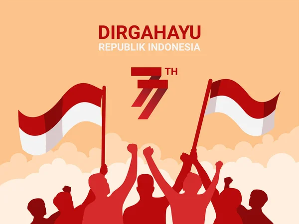 Poster Illustration Indonesia Independence Day Flat Design Background Vector - Stok Vektor