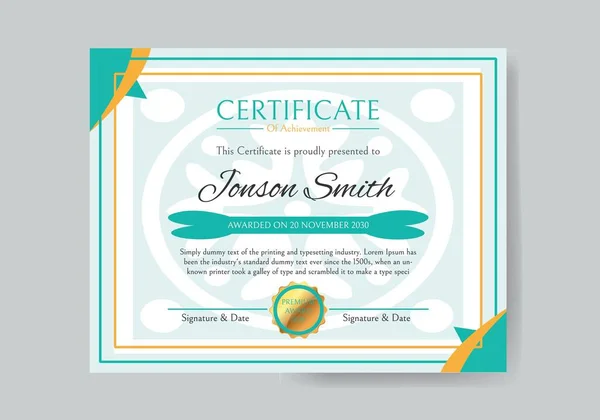 Сертифікат Здобуття Диплома Шаблон Премії — стоковий вектор