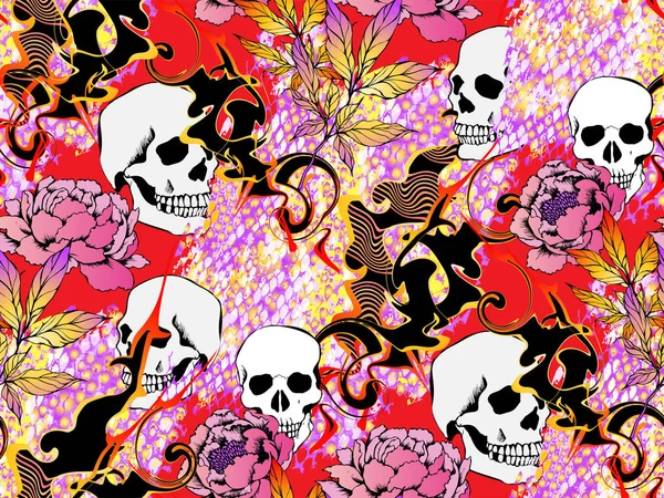 Cadılar bayramına adanmış kafatası tasarımı. Kırmızı renk. Duvar kağıdı, afiş, arkaplan, kart, kitap, duvar resmi, resim, iniş sayfası, kapak, afiş, poster. 