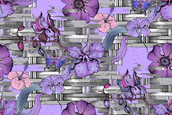 Modèle Abstrait Sans Couture Orchards Clôture Osier — Image vectorielle