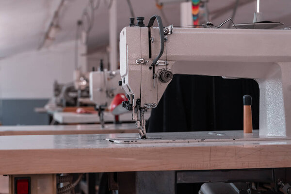 Sewing machine in the workshop