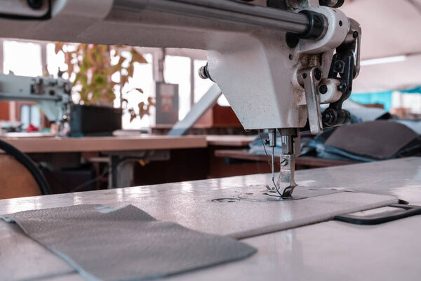 Sewing machine in the workshop
