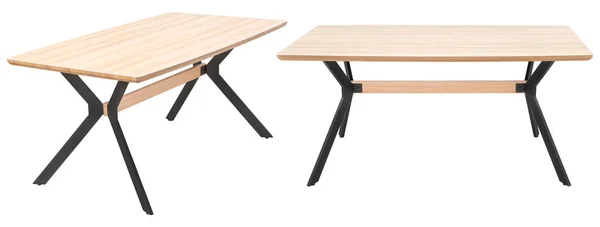 Metal bacaklı modern tasarımcı masası. Beyaz bir arka planda izole edilmiş. İç öge