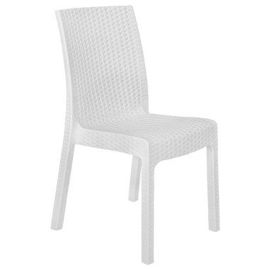 Beyaz plastik sandalye. Beyaz bir arka planda izole edilmiş. İç öge
