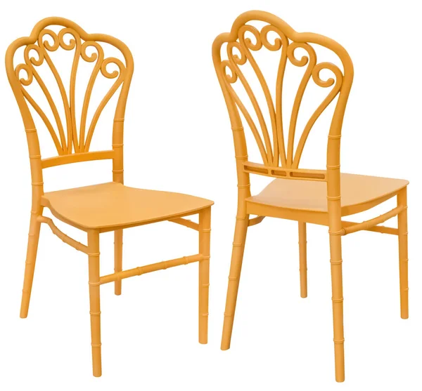Moderna Cadeira Plástico Elegante Diferentes Ângulos Isolado Fundo Elemento Interior — Fotografia de Stock