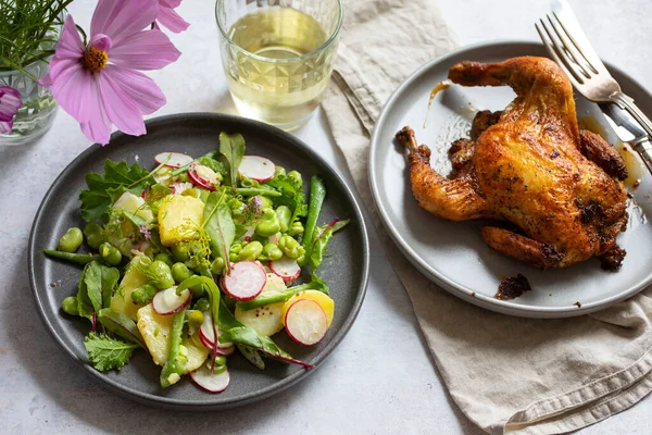 Geroosterde Kip Zomerse Aardappelsalade — Stockfoto