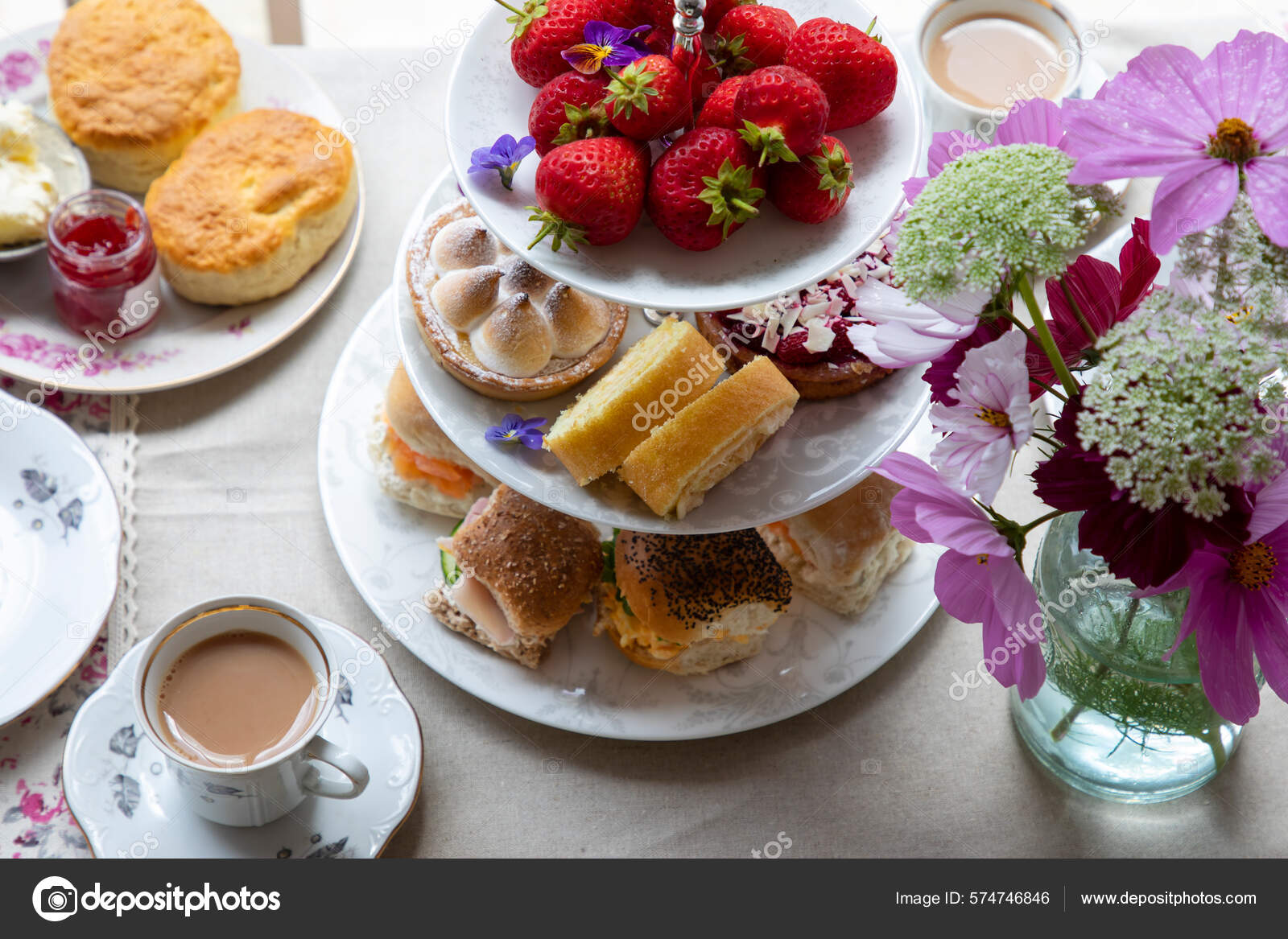 Afternoon Tea Cakes Sandwiches Stock Photo by ©Magdanatka 574746846