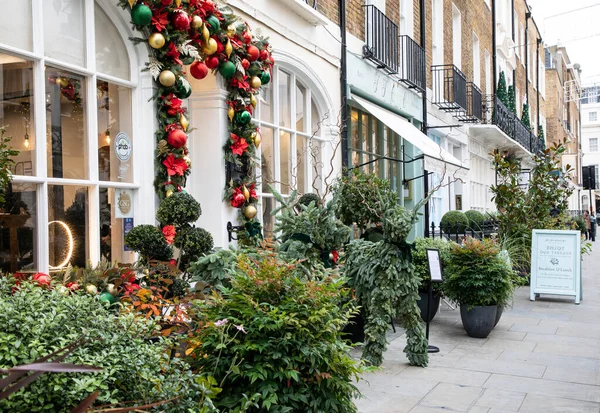 Лондон Великобритания Ноября 2021 Года Магазин Украшен Рождество Стильном Районе — стоковое фото