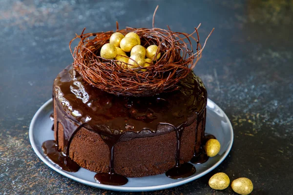 Chocolate Easter cake with mini eggs