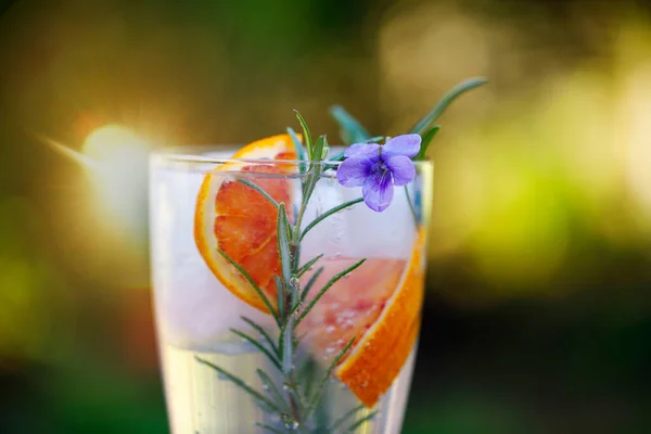 Letní Gin Tonikem Pomerančem Rozmarýnem — Stock fotografie