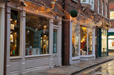 YORK, UNITED KINGDOM - 16th DECEMBER, 2018: Medieval city of York in north England gets decorated with Christmas lights in December