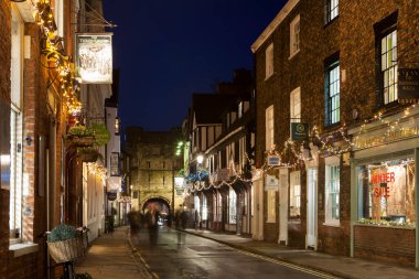 YORK, UNITED KINGDOM - 18th DECEMBER, 2018: Medieval city of York in north England gets decorated with Christmas lights in December