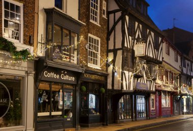 YORK, UNITED KINGDOM - 18th DECEMBER, 2018: Medieval city of York in north England gets decorated with Christmas lights in December
