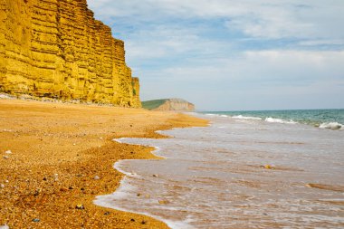 Golden cliffs at West Bay in Dorset, part of Jurassic Coast
