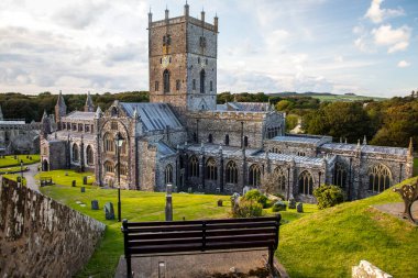 ST DAVIDS, WALES, UK - 8th September 2019: St Davids Cathedral has been a site of pilgrimage and worship for more than 800 years