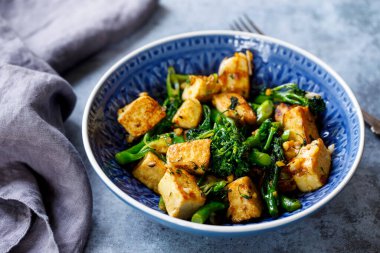 Stir fry tofu and broccolini