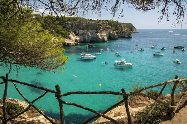 Bela Água Azul Cala Macarella Menorca — Fotografia de Stock