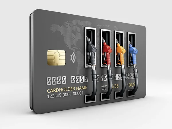 3D візуалізація кредитної картки з паливним насосом. Відсічний контур включено Стокова Картинка