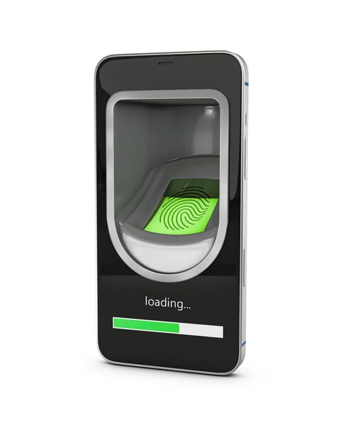 Vykreslování Smartphonu Skenováním Prstu Zahrnuto Oříznutí Cesty Stock Fotografie