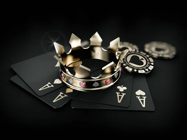 Візуалізація Карток Казино Покерної Корони Ліцензійні Стокові Зображення