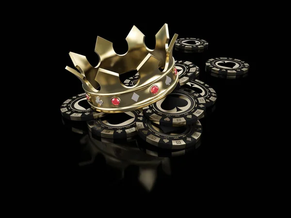 Візуалізація Казино Чіп Покерною Короною Відсічний Контур Включено Стокове Зображення