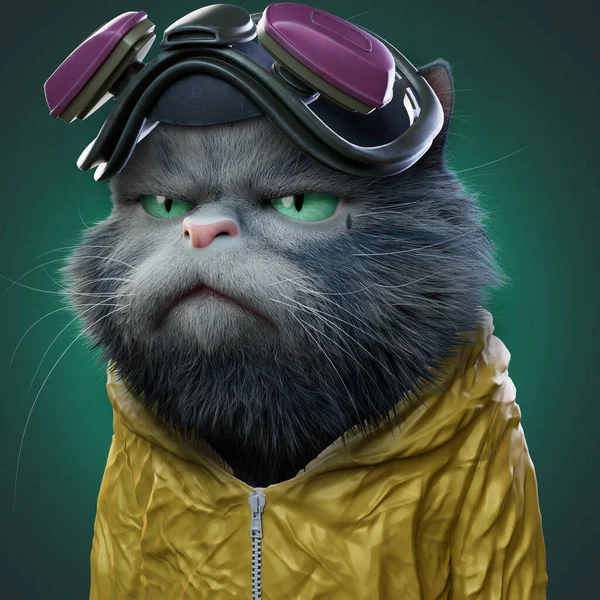 Nft Collection Character Angry Cat Pilot Stock Obrázky