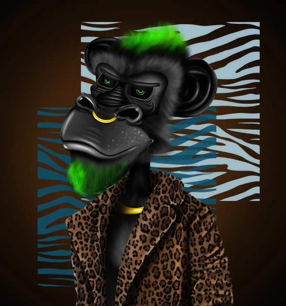 Nft Bored Ape Cabelo Verde — Fotografia de Stock