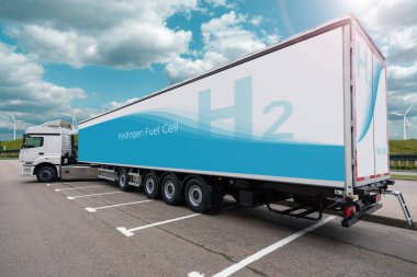 Hydrogen fuel cell semi truck clipart