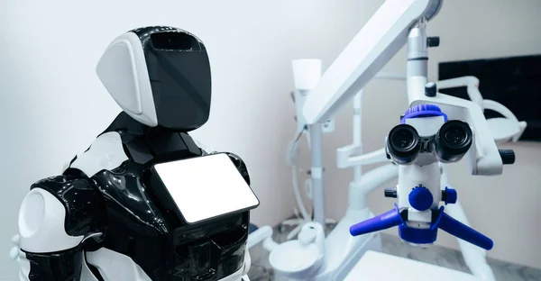 Robot and medical microscope — Stock Photo, Image