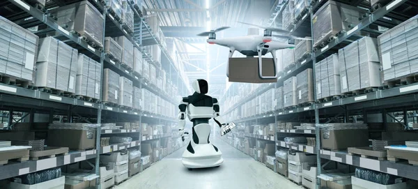 Robot with delivery drone