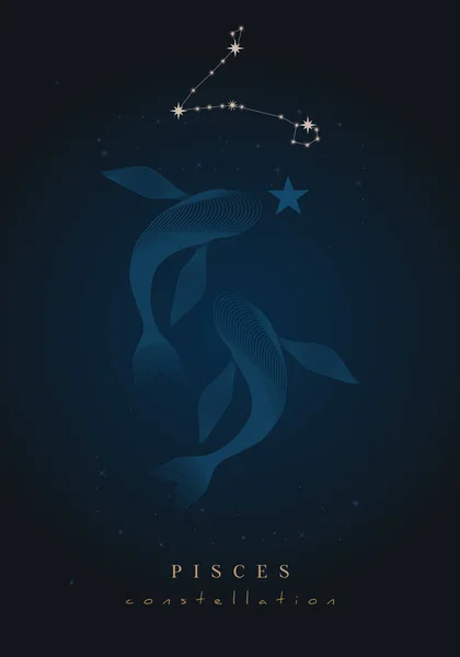 Poster Zodiac Sign Constellation Starry Cosmos Dark Background — Stock Vector
