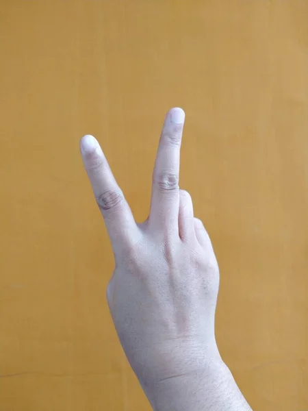 Hand Gesture Victory Giving Finger — Foto Stock