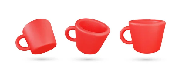 現実的な3Dコーヒーカップベクトルオブジェクトのイラスト — ストックベクタ