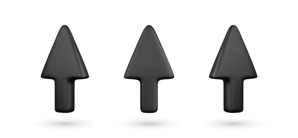 現実的な3D黒矢印ベクトルのアイコンのイラスト — ストックベクタ